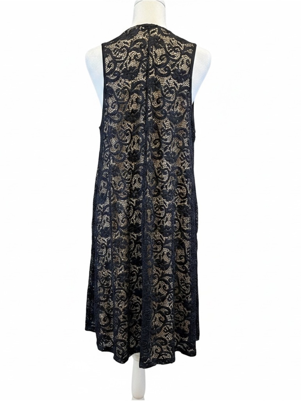 Liberty Love 1X Black Lace Dress Sleeveless Criss Cross Neck Boho Goth Witchy - Picture 5 of 9